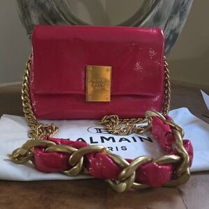 ❌️SOLD❌️Balmain 1945 Small Soft Patent Crinckle Leather Pink crossbody Bag